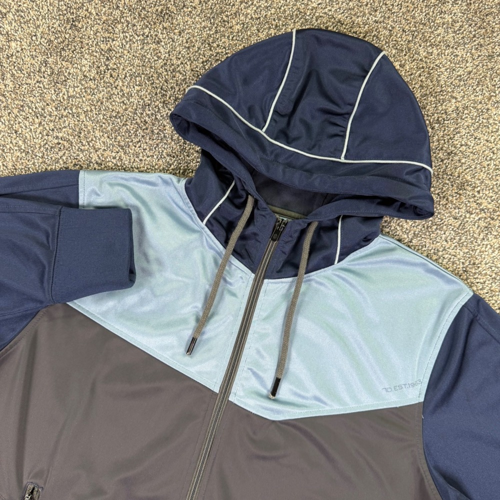 7 Diamonds Full Zip Colorblock Track Jacket Hoodie Mens Small Navy Blue Active